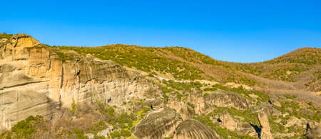 Rocky landscape scene at meteora site, thessaly, greece.の写真素材
