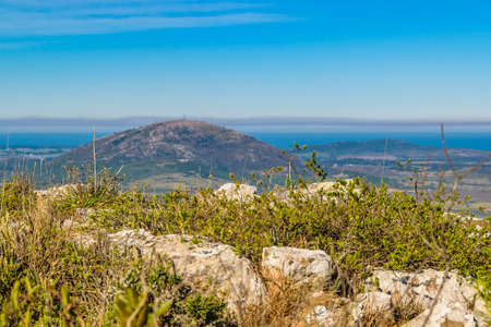 Countryside landscape at sierra de las animas mountain range, maldonado, uruguayの写真素材