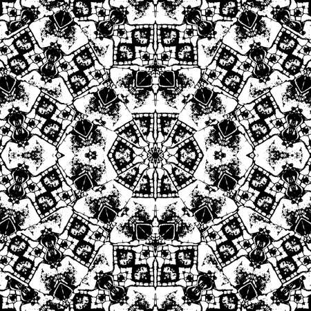 High contrast black and white geometric seamless pattern