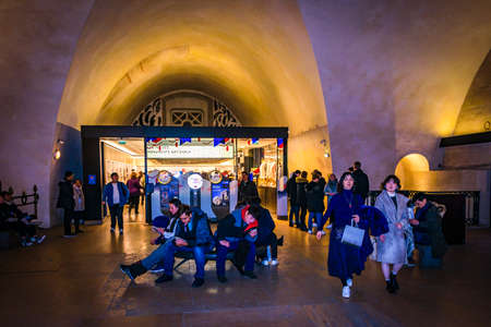 PARIS, FRANCE, JANUARY - 2020 - Interior view of famous triumph arch monument, paris, france