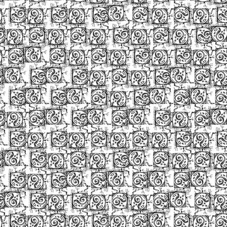 Black and white sketchy geometric abstract patternの写真素材