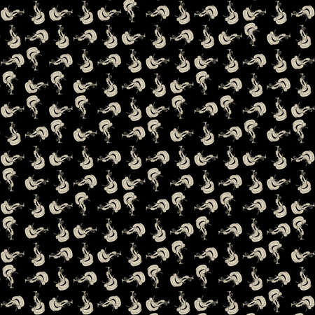 Fantasy creepy funny monster drawing motif pattern