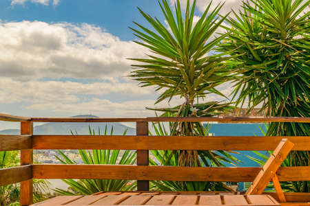 Beautiful sunny day ar sea front balcony house, piriapolis, uruguayの写真素材