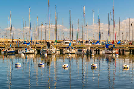 Sunny summer day scene at piriapolis city port, maldonado, uruguayの写真素材