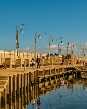 PIRIAPOLIS, URUGUAY, MARCH - 2020 - Sunny summer day scene at piriapolis city port, maldonado, uruguayのeditorial素材