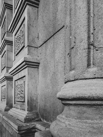 Neo classical style exterior perspective detail view buildingの写真素材