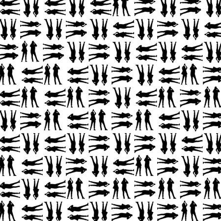 Couple taking photos with smartphone graphic silhouette motif patternの写真素材