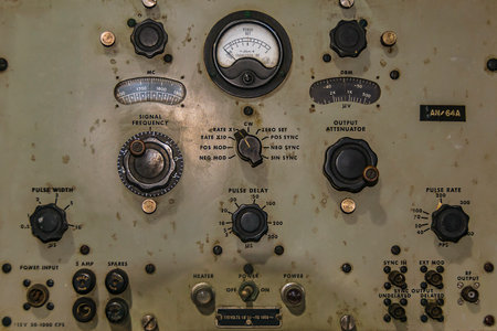 Front view old style signal generator avionics machineの写真素材