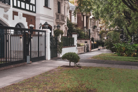 Urban day scene at elegant high class parque belgrano neighborhood, buenos aires, argentina
