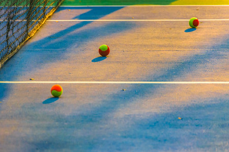 Tennis balls at tennis court, samborondon, ecuadorの写真素材