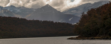 Quiet empty landscape at Margarita Lagoon, Tierra del Fuego, province, Argentinaの写真素材