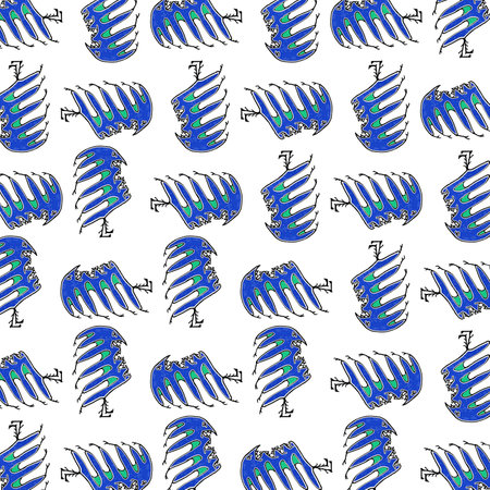 Colored monster linear style drawing illustration motif patternの写真素材