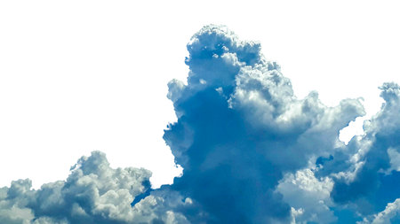 Low angle shot panoramic big cumulus cloudscape isolated backgroundの写真素材