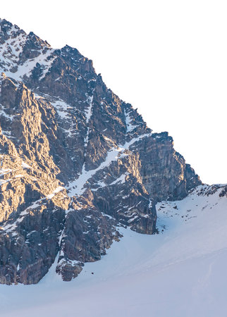 Long distant shot of martial glacier isolated on white background photoの写真素材