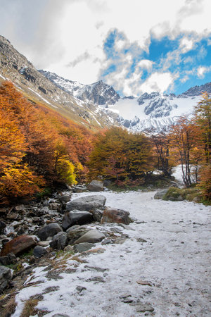 Martial glacier landscape scene, Ushuaia, Tierra del Fuego province, Argentinaの写真素材