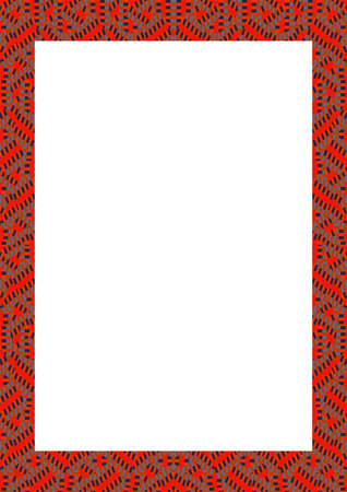 White frame with red geometric tribal style pattern bordersの写真素材