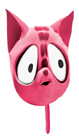 3d render style futuristic alien baby cat with expression isolated illustrationの写真素材