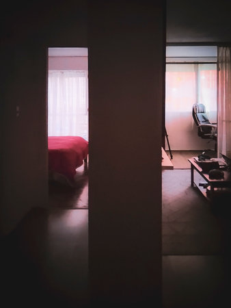 Apartment interior high contrast scene