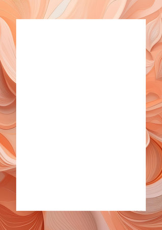 White blank frame with peach fuzz color abstract design top, bottom, left and right bordersの写真素材