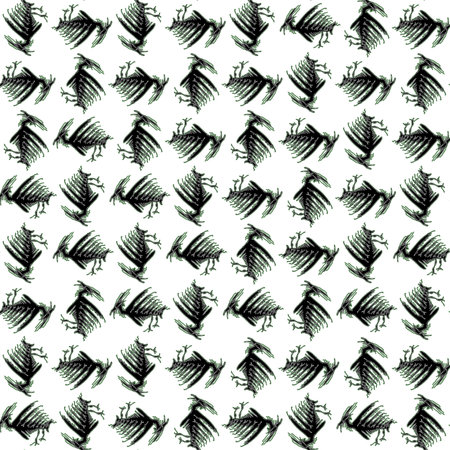 Monster bird sketchy drawing black and white illustration motif patternの写真素材