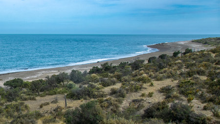 Punta norte beach landscape, peninsula valdes, viedma department, chubut province, argentinaの写真素材