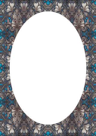 White circle frame background with decorated chic ornamental style rounded design bordersの写真素材