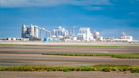 Long distant shot of Industrial sodium carbonate plant, san antonio oeste, rio negro province, argentinaの写真素材