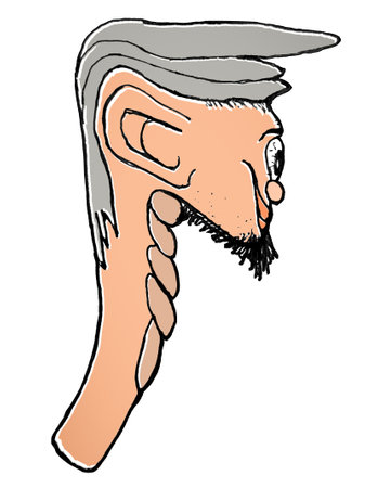 Side view fantasy funny weird little colored cartoon style monster isolated hand drawing illustrationの写真素材