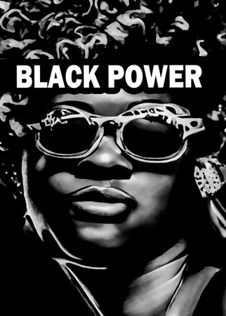 Black power concept afro woman black and white high contrast illustration portraitの写真素材