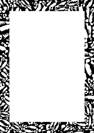 White frame background with decorated design black and white ethnic style borders.の写真素材