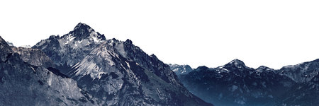 Panoramic shot snowy rocky andes range mountains landscape isolated photoの写真素材