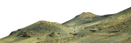 Side view rounded yellow range mountains panoramic isolated landscapeの写真素材