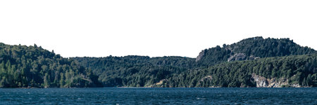 Wooded hill and mountains isolated landscape real photoの写真素材