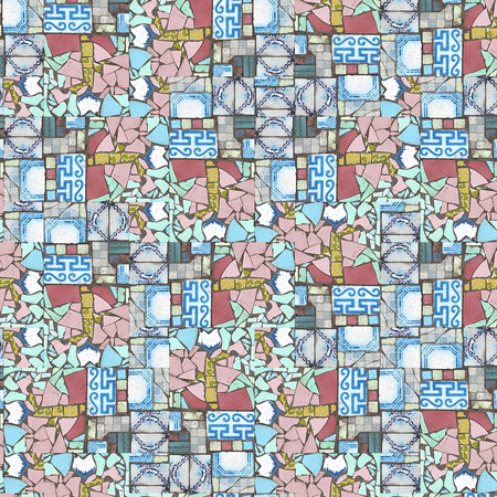 Bright mixed colorful mosaic collage motif tileabe background pattern designの写真素材