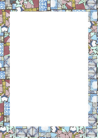 Blank frame with colorful mosaic pattern colored mosaic style bordersの写真素材