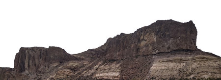 Rocky plateau landscape isolated on blank background panoramic photoの写真素材