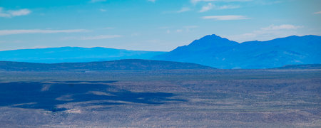 Steppe patagonia landscape and mountains range at background, cushamen department, chubut province, argentinaの写真素材