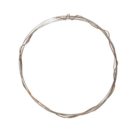 Centered overhead image of a simple copper wire bracelet photo isolated on white backgroundの写真素材