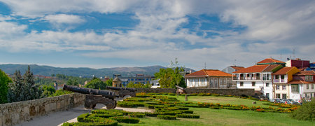 Wide shot from the fortified walls of chaves castle in portugal