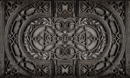 Door detail ornament symmetric photo in brown colors