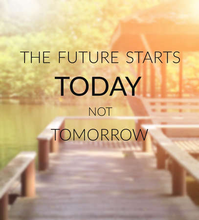 Inspirational quote on blurred backgroundの写真素材