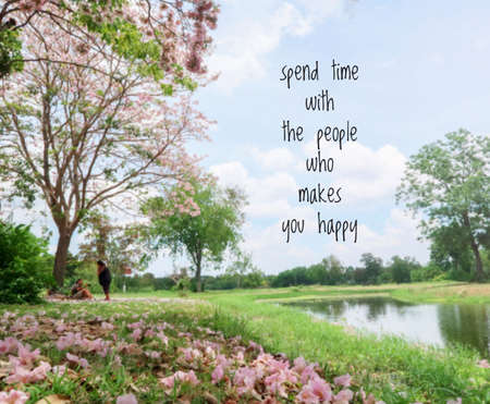 Inspirational and motivation quote on blurred  backgroundの写真素材