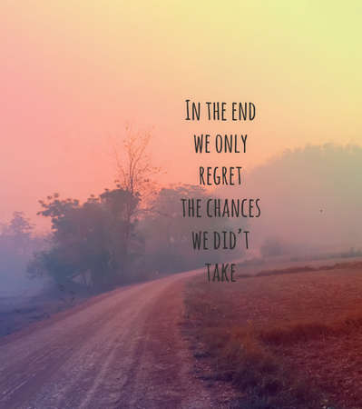 Inspirational and motivation quote on blurred landscape backgroundの写真素材