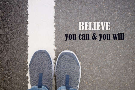 Inspirational and motivation quote on road backgroundの写真素材