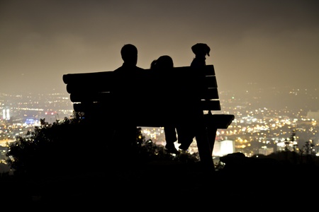 Hollywood Night, Man, Woman, and Dog の写真素材