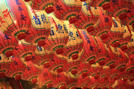 lanterns in  temple at tainan,Taiwanの写真素材