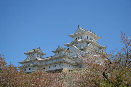 World Heritage National Treasure Himeji Castle and Cherry Blossomsのeditorial素材