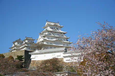 World Heritage National Treasure Himeji Castle and Cherry Blossomsのeditorial素材