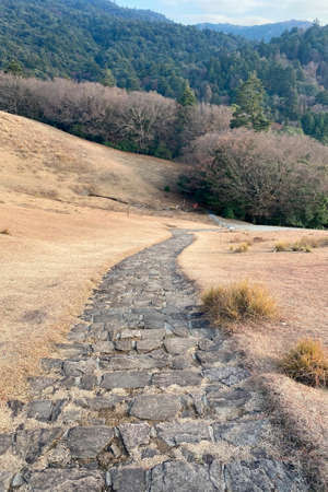 A trail on the south side of Mt. Wakakusa in Nara Prefectureの写真素材