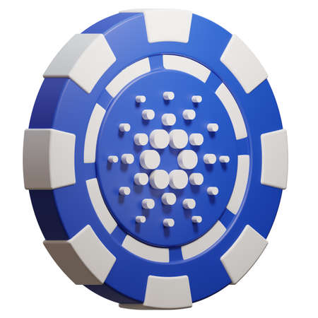 Blue casino chip isolated on white background. 3d render of casino chipsの写真素材